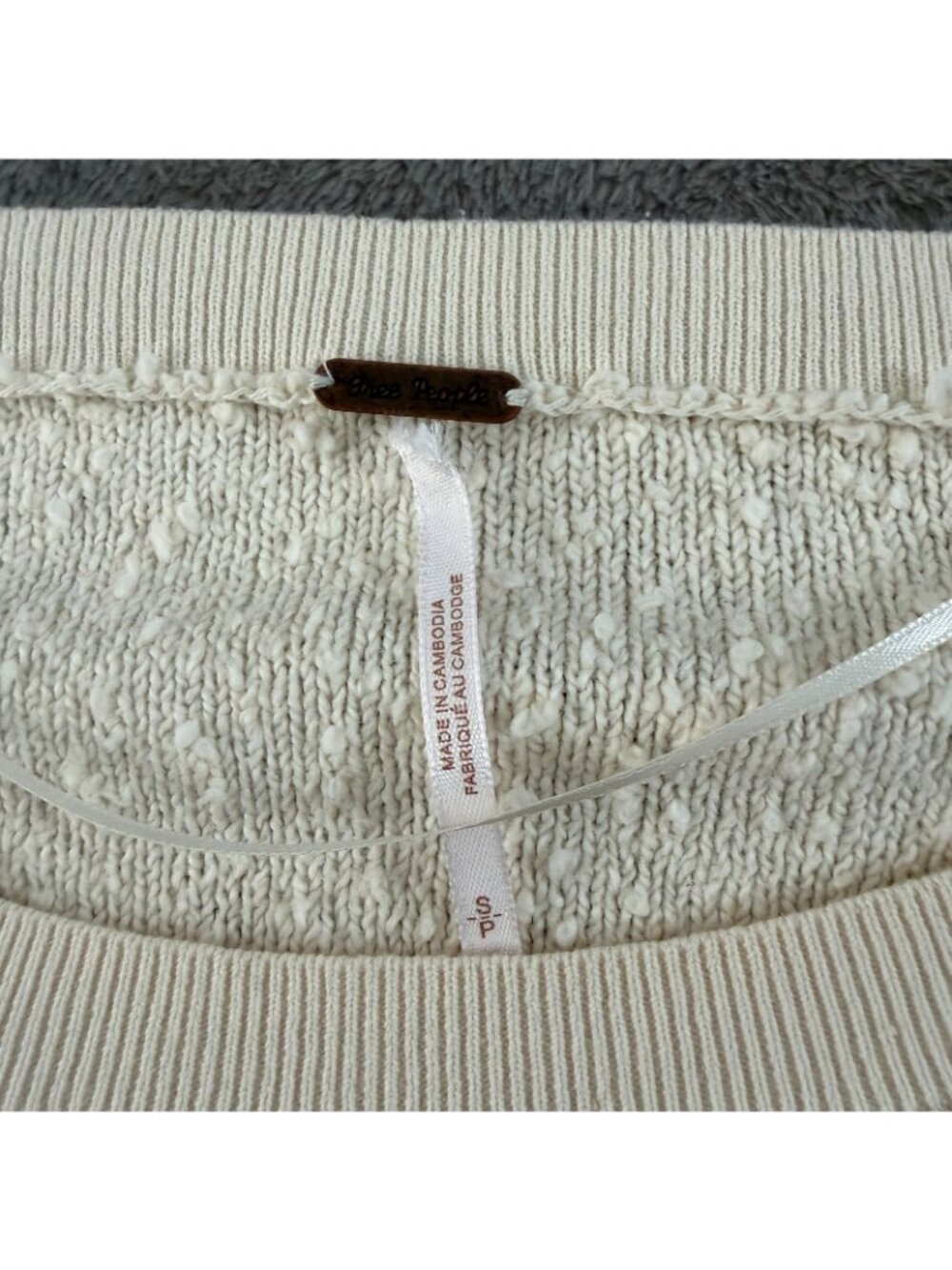 Free People Boucle Found My Friend Ivory Cream Oversized Sweater SMALL Cotton - Picture 3 of 6